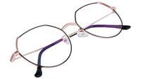 Female Oversized Spectacle Frames. Transparent ARC Lens. Rose Gold & Black Color Metal Frame.