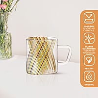 Borosil Vision Prism Tea n Coffee Classic Mug Set of 6 Pcs 210 ml | Borosillicate Glass, Microwave Safe, Scratch Resistance, Lightweight | for Chai, Green Tea, Milk