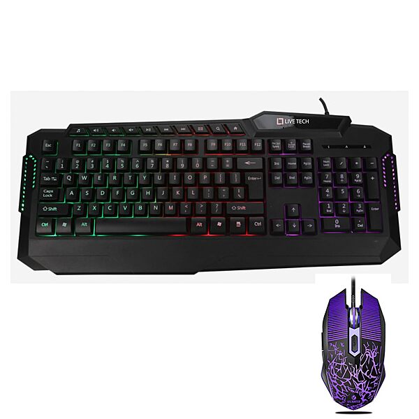 Live Tech Daunt Gaming Keyboard & Mouse Combo. Customizable RGB, responsive keys, ergonomic design for comfort.