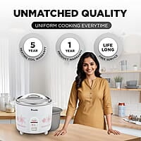 Preethi Electric Rice Cooker, 1.8 Litre, Double Pan, Anodized and Rustproof Aluminium Pan