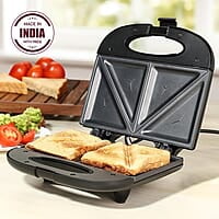 Borosil Klassy 800 Watt Sandwich Maker, 2 Slice Sandwich Maker, Non-stick Nontoxic plates opens 90°, BPA & PTFE Free