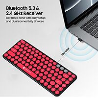 Portronics Bubble 2.0 Bluetooth + Wireless Keyboard – Black & Red | 1 Year Warranty