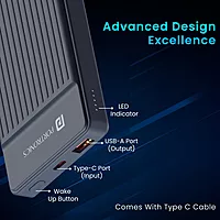POR 2250 Luxcell B 12 10K Power Bank – 10000mAh | 12W Charging | USB & Type-C Input & Output | Black