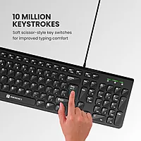 Portronics Ki-Pad 2 USB Wired Keyboard – 104 Keys | Dual Color Chicklet Keys | Rupee Symbol (₹) Key | Noiseless Typing | 1.5m Long Cable | 10 Million Keystrokes | Black