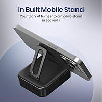 Portronics Smartpod 15W 3-in-1 Wireless Charger with Mirror & Cleaning Kit | Black