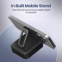 Portronics Smartpod 15W 3-in-1 Wireless Charger with Mirror & Cleaning Kit | Black