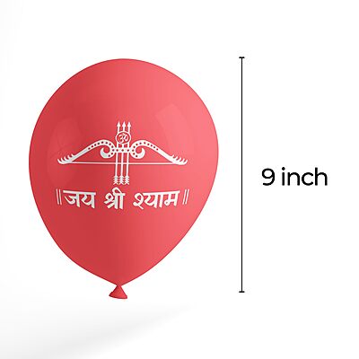 The Magic Balloons - Jai Shree Shyam Printed Latex Balloons Pack of 30pcs | Orange, Red & Yellow Balloons for Religious Festival Decorations | Jai Shree Shyam Balloons