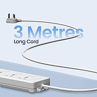 Portronics Power Plate 18 Extension Board with 3 Universal Power Sockets, 1500 Watts, 3 Meter Long Heavy-Duty Cord