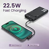POR 2810 Luxcell UNO 10 Power Bank – 10000mAh | 22.5W PD Input & Output | Mach USB | Black