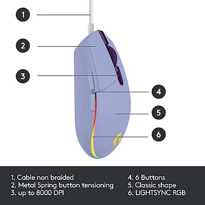 LOGITECH LIGHT SYNC WIRED GAMING MOUSE  G203-MediumSlateBlue