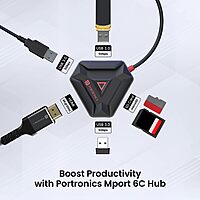 Portronics Mport 6C – A versatile 6-in-1 USB-C Hub featuring HDMI, USB 3.0, and more. Perfect for expanding connectivity options for laptops and devices, enhancing productivity on the go.