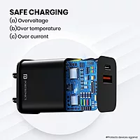 Portronics 1023 Adapto 20B Charger – 20W QC+PD Output | 5V/3A, 9V/2.22A, 12V/1.67A | Black