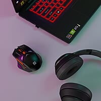 Portronics Vader Pro Wireless Gaming Mouse with 2.4 GHz Receiver, 6 Buttons, Thumb Support, High-Precision Tracking, Ergonomic Comfort, Adjustable Optical DPI for Laptop, PC, Mac