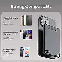 Portronics Boosty 5K – A compact 5000mAh power bank with 15W magnetic wireless charging. Perfect for on-the-go charging, it ensures your devices stay powered without the hassle of cables.