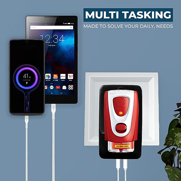 Lapcare LAPEX‑012 multiport charger supports USB‑A & USB‑C with 3.4 A total output. Universal 100–240 V input, built-in safety protections, LED indicator, compact travel design.