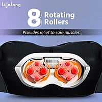 Lifelong LLM495 Neck Massager with Electric Heat Therapy Neck, Shoulder and Back Massager for pain and stress relief