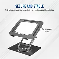 Portronics K11 Pro Laptop Stand – Silver, 360° Rotation, Adjustable & Ergonomic