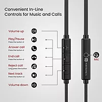 Portronics Conch Tune A – 3.5mm Earphones with Mic, featuring a durable braided cable for tangle-free use, delivering clear sound quality and comfort for an enhanced listening experience.
