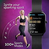 Fastrack New Limitless Classic|Large 1.91" Super UltraVU Display|Functional Crown|Highest 320x385 Pixel Resolution|SingleSync BT Calling|100+ Sports Modes|Metal Case Premium Smartwatch - Black Mesh