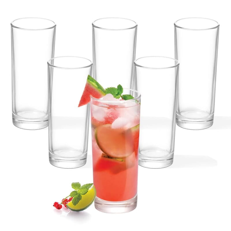 Treo by Milton Embassy Cool Glass Tumbler, Set of 6, 260 ml Each, Transparent |Serve Juices | Cold Drinks | Water | Cocktails | Mixed Drinks