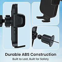 Portronics Clamp Y Car Mount – Adjustable, 360° Rotation, secure grip for smartphones, easy installation, perfect for navigation, hands-free calls, durable design, compatible with most devices.