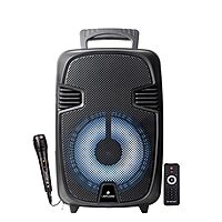 lapcare Enjoy 20 W stereo sound with LAPSONIC I LTS‑609: portable trolley speaker with wired mic, Bluetooth/USB/AUX/FM support & up to 4 hours playback
