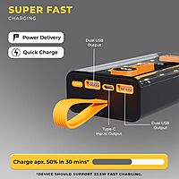 Lapcare Bolt Pro LPB‑405 20000 mAh Li‑Polymer power bank with dual USB‑A + Type‑C ports, 22.5 W fast charging, digital display, and multi‑protection.