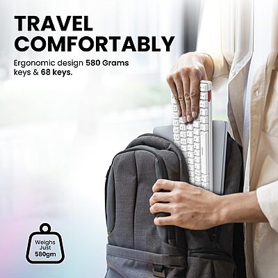 Portronics Hydra 10 Mechanical Wireless Gaming Keyboard – Bluetooth 5.0 + 2.4GHz | RGB Lights 16.8 Million Colors | Type-C Charging | Compatible with PC, Smartphone & Tablet | Brown