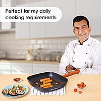 Wonderchef Caesar Forged Virgin Aluminium Grill Pan, 24cm, Black, Greblon C3 Non-stick Coating