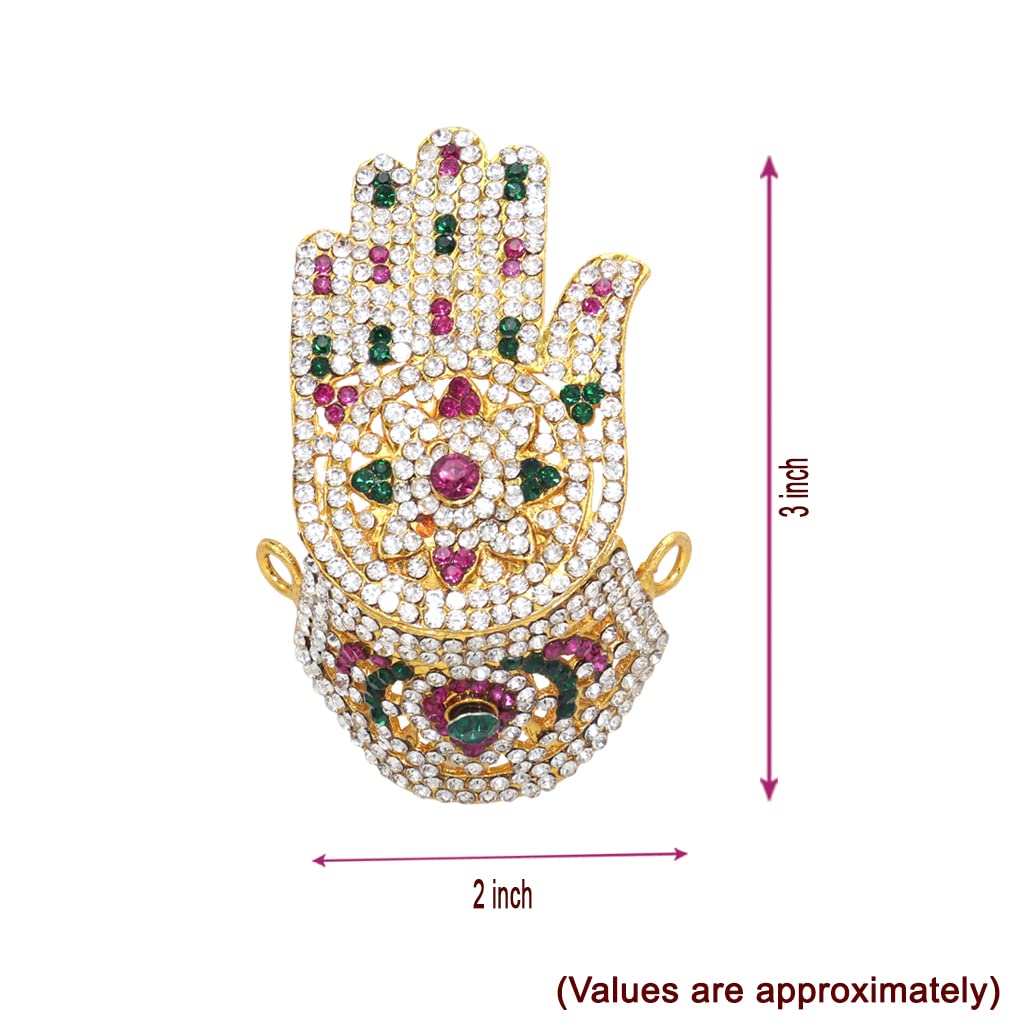 .God Ornament Gold Plated Multi Stone Hand&Leg with Namam, God Stone Ear