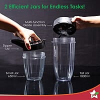 Wonderchef Nutri-blend Storm 1200W 22000 RPM  Sharp 6-wing Stainless Steel Blade