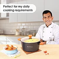 Wonderchef Caesar Forged Virgin Aluminium Casserole with Glass Lid, 24cm, Black, Greblon C3 Non-stick Coating