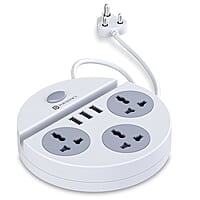 Portronics Power Plate 5 1500W Power Converter with USB Charger & Mobile Holder 3AC Socket + 3USB Ports, 1.5 m Cord Length