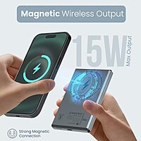 Portronics Magclick 5K is a 5000mAh magnetic wireless charger designed for convenience. It offers fast charging, portability, and a sleek design, making it perfect for on-the-go power needs.