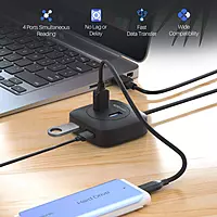 Portronics Mport 4A – 4-Port USB 3.0 Hub, 5Gbps Speed, compact design, plug and play, compatible with various devices, ideal for expanding USB connectivity, perfect for home and office use.