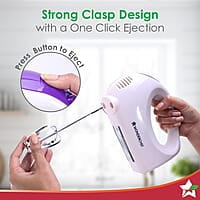 Wonderchef Acura Plus 200 W Electric Hand Mixer 5 Speed Option SS Beater Whisk and Dough Kneading Hooks