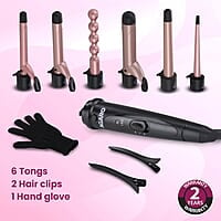 AGARO HS1707 6-in-1 Multi Hair Styler, Curling Wand Set, Instant Heat Up, 6 Interchangeable Barrels