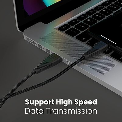 Portronics Konnect B 1M Micro USB Cable – 3A Fast Charging & Durable Cable for Home and Office Use