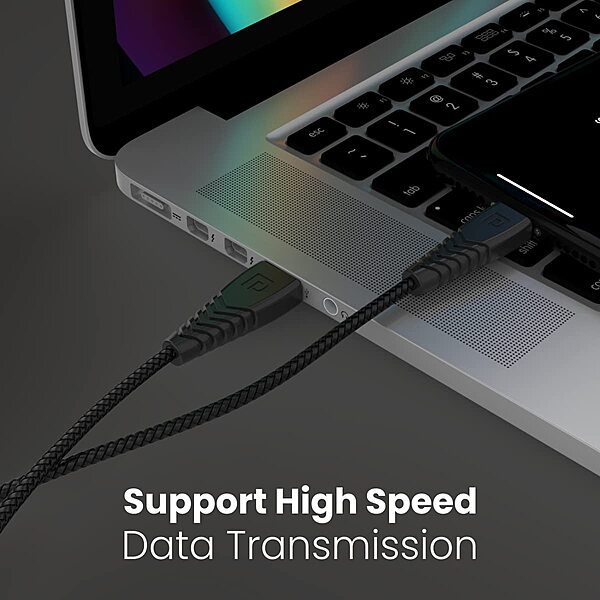 Portronics Konnect B Micro USB Cable 3A Fast Charging Data Sync Nylon Braided Black