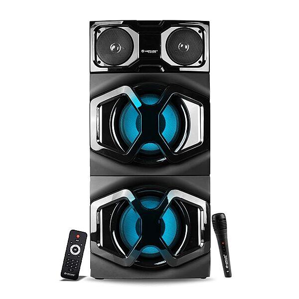 lapcare Experience thunderous 120 W stereo sound with Lapcare BEAST LTS‑300: Bluetooth 5.0, AUX/USB/FM, RGB lights, wireless mic & remote—built for parties!