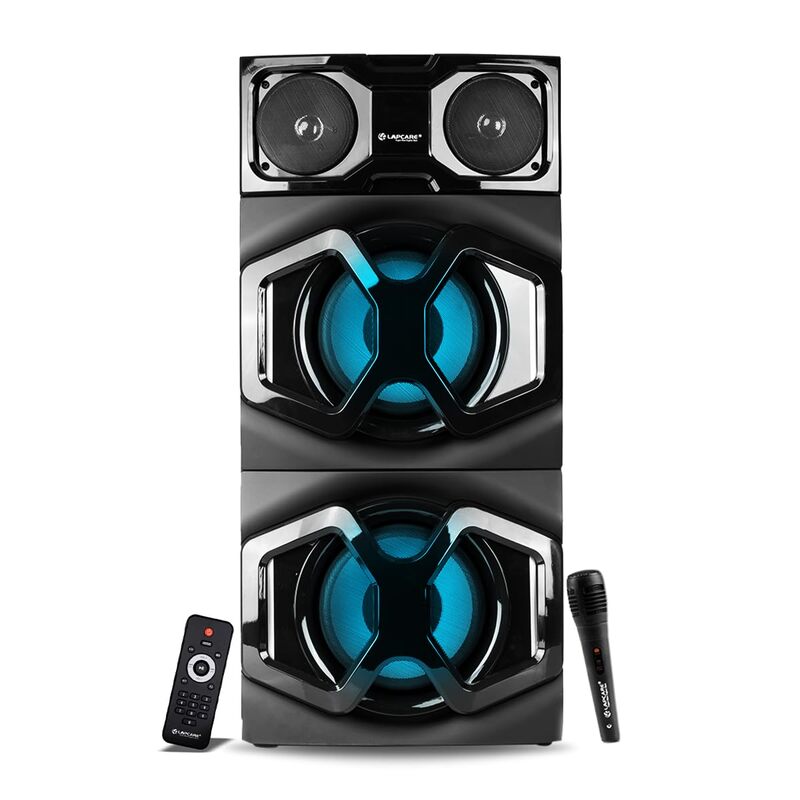lapcare Experience thunderous 120 W stereo sound with Lapcare BEAST LTS‑300: Bluetooth 5.0, AUX/USB/FM, RGB lights, wireless mic & remote—built for parties!
