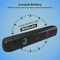 Portronics Decibel 21 – 10W Soundbar. Powerful audio, LED lights & FM radio. Compact design perfect for TV sound & wireless music.