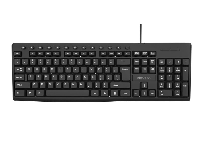 HAMMOK-BRAVO USB Keyboard & Mouse Combo features a stylish design, responsive keys, and ergonomic mouse for enhanced productivity.