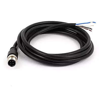 M12 Male Straight 4 Pin Aviation A-Coded Connector Electrical Cable 2 M