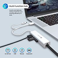 Portronics Mport 60 – USB-C to LAN Hub features 3 USB ports for seamless connectivity. Ideal for laptops, it ensures stable internet access and multiple device connections in one compact design.