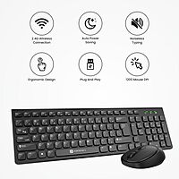 Portronics Key7 Wireless Keyboard & Mouse Combo – 2.4GHz USB Receiver | 10m Range | 12 Shortcut Keys | Adjustable DPI | 10 Million Key Life | Black