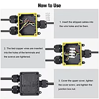 IP68 3-Way Waterproof Junction Box | UV-Resistant Outdoor Enclosure with PG9 Cable Glands