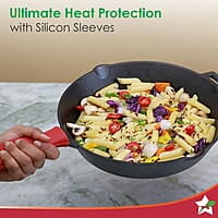 Wonderchef Forza Cast-Iron Fry Pan, Pre-Seasoned Cookware, Induction Friendly, 24cm, 3.8mm