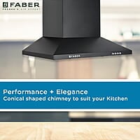 Faber 60 cm 1000 m³/hr Kitchen Chimney (HOOD PLUTO PB BF BK 60, Baffle Filter, Push Button