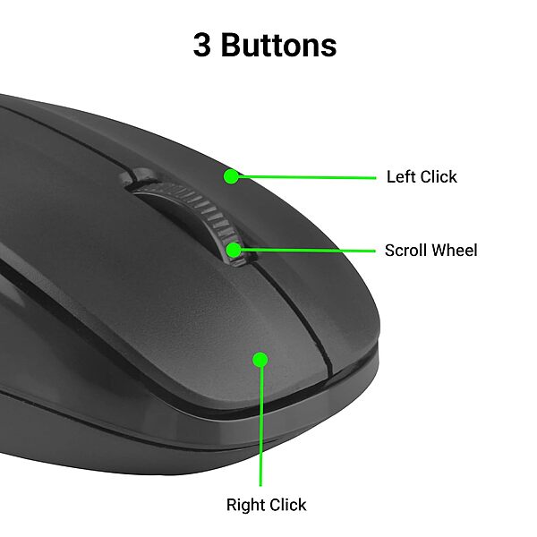 Zebronics Companion 107 Wireless Keyboard & Mouse Combo – 2.4GHz | 104 Keys | 12 Multimedia Keys | 1200 DPI Mouse | UV Printed Keycaps | Black | Home & Office Use